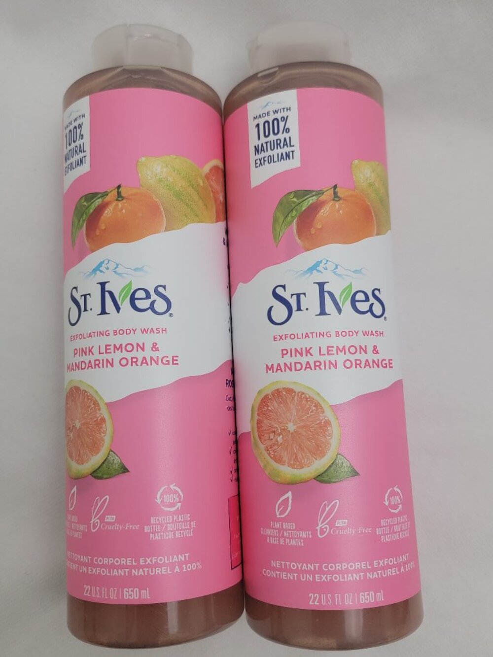 ST. IVES Exfoliating Body Wash Pink Lemon & Mandarin Orange 22 oz X2 Pack Lot